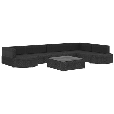 Set Divani Da Giardino 8 Pz Con Cuscini In Polyrattan Nero - Foto 2