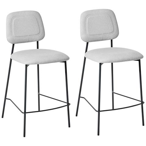 Set Di 2 Sedie Alte Duette Lino Sintetico Grigio Chiaro - Foto 2