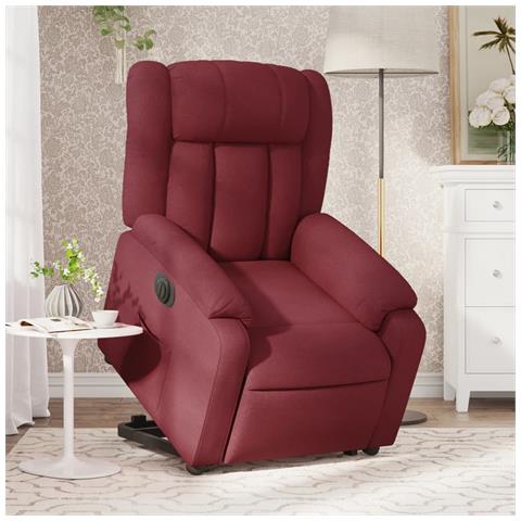 Poltrona Alzapersona Reclinabile Elettrica Rosso Vino Tessuto - Foto 2
