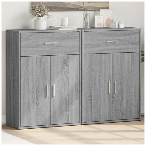 Credenze 2 pz Grigio Sonoma 60x30x84 cm in Legno Multistrato - Foto 2