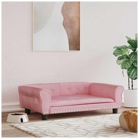 Lettino per Cani Rosa 95x55x30 cm in Velluto - Foto 2