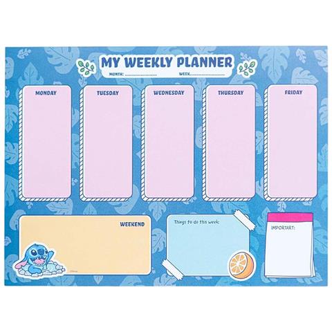 Agenda Settimanale A4 54 Pagine Staccabili Decorato Stitch, Blu / Rosa - Foto 5