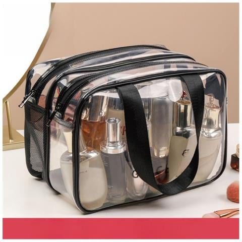 Beauty Case Portatile A Doppio Strato Con Separazione Asciutto /bagnato - Organizer Da Viaggio In Pvc Trasparente - Foto 2