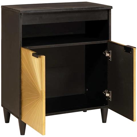 Credenza Nero e Oro 60 x 33 x 75 cm legno massello di mango - Foto 2