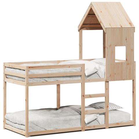 Letto a Castello senza Materasso 90x200cm Massello Pino - Foto 1