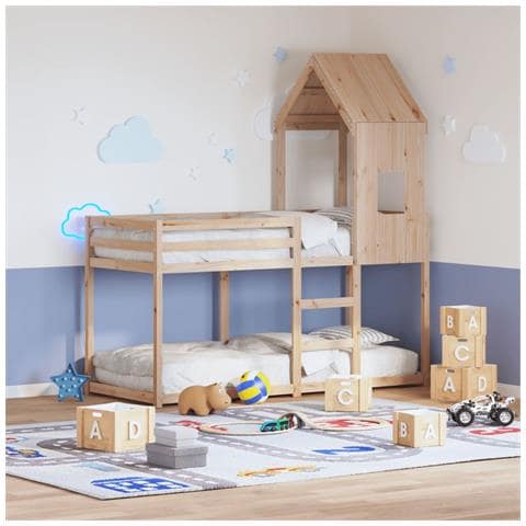 Letto a Castello senza Materasso 90x200cm Massello Pino - Foto 2