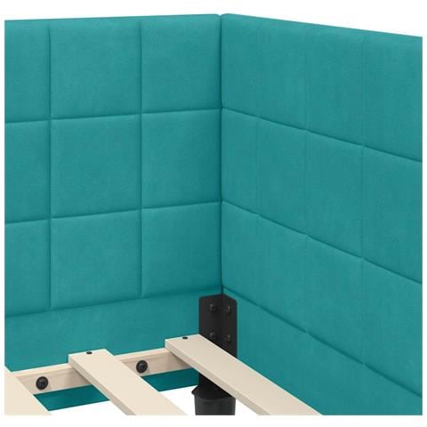 Cornice del letto ad angolo Turchese 80 cm x 200 cm Velluto - Foto 9