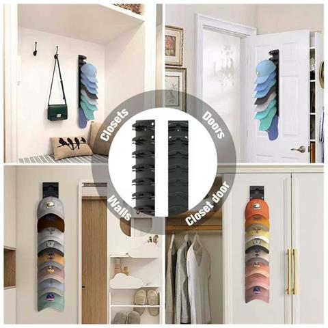 Organizzatore Da Parete Multistrato Per Cappellini Da Baseball - Porta Cappelli Facile Da Installare Black - Foto 2
