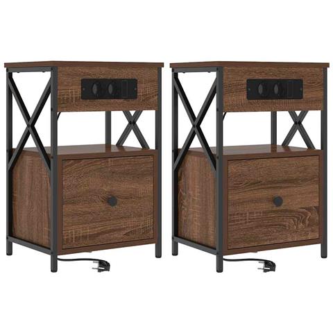 Armadio da Notte 2 pcs Rovere marrone 40 x 31 x 60 cm - Foto 1