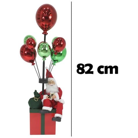 Babbo Natale Con Palloncini Rosso E Verde Decorazione Addobbo Natalizio 82 Cm - Foto 2