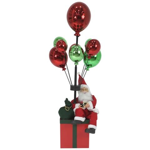 Babbo Natale Con Palloncini Rosso E Verde Decorazione Addobbo Natalizio 82 Cm - Foto 4