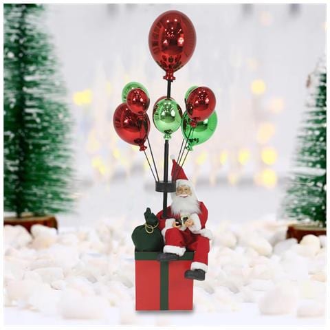 Babbo Natale Con Palloncini Rosso E Verde Decorazione Addobbo Natalizio 82 Cm - Foto 1