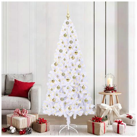 Albero di Natale artificiale Bianco 210 cm PVC e Acciaio - Foto 2