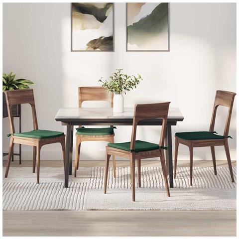 Cuscini per Seduta 4 pcs Verde Scuro 40 x 40 x 3 cm - Foto 2