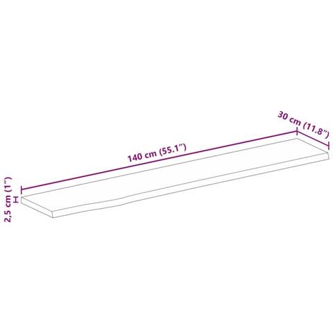 Piano Tavolo Bordi Vivi 140x30x2,5 cm Legno Massello di Mango - Foto 9