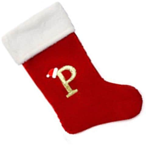 Calza Di Natale In Velluto Rosso Con Lettera P - Decorazione Natalizia Personalizzata - Foto 2