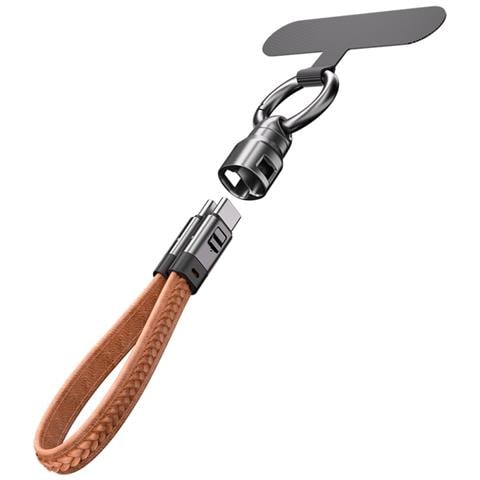 Cavo Di Ricarica Da Type-c A Type-c Pd240w Con Laccetto In Pelle Brown - Foto 1