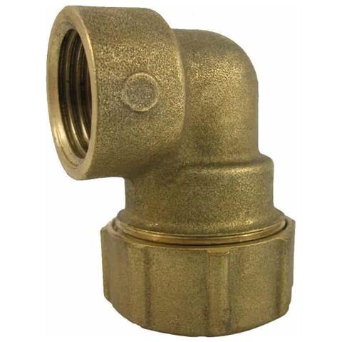 Raccordo Pe In Ottone A 90°  Filetto Femmina 20x1/2 - Foto 1