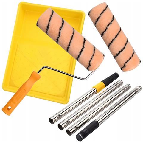 Set Di Accessori Per Pittura - Rullo Orange Con Manico, Vaschetta Gold, Asta Telescopica 0,6-1,05 M | Poliacrilico, Ergonomico, Durevole - Foto 1