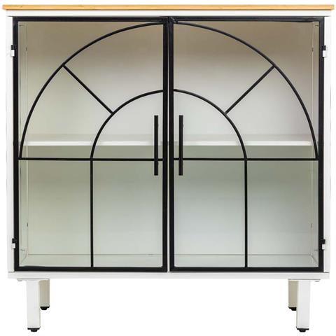 Credenza In Vetro, Metallo E Legno, 2 Ante, Bianco81x35,5x80h Cm - Foto 2