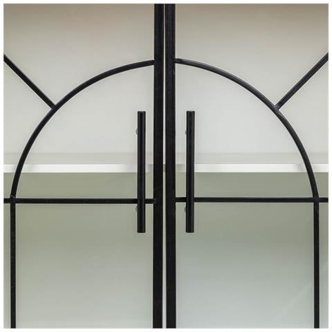 Credenza In Vetro, Metallo E Legno, 2 Ante, Bianco81x35,5x80h Cm - Foto 7