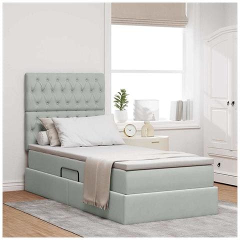 Letto con contenitore e materasso Grigio chiaro 90 x 200 cm - Foto 2