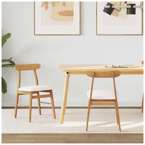 Sedia da pranzo 2 pcs Naturale e chiaro Legno di gomma solido - Foto 2
