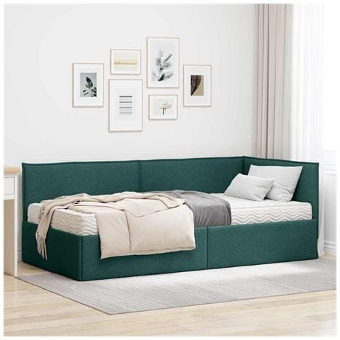 Struttura Letto Angolare con Materasso 2 pcs Verde Velluto - Foto 2
