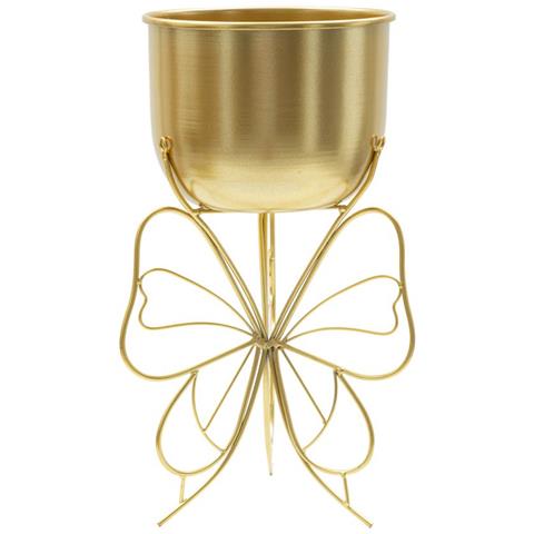 Porta-vaso Farfy In Ferro Dorato Con Base A Farfalla — H 40 Cm - Foto 1