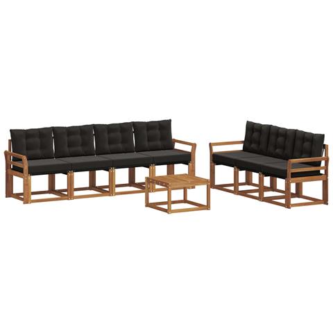 Set di divani da esterno con cuscino 8 pcs Naturale e Nero - Foto 1