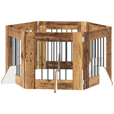 Cancello per cani con supporti 6 pcs Legno antico 60 x 60 cm - Foto 1