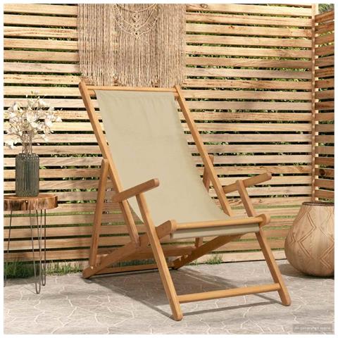 Sedia da spiaggia Beige Legno di teak solido - Foto 2