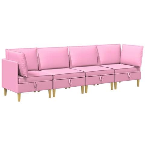 Set di divani modulari con spazio di archiviazione 4 pcs Rosa - Foto 1