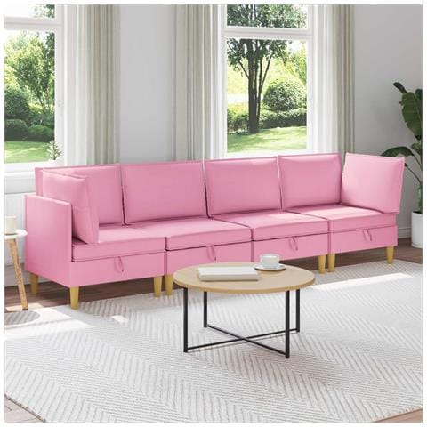 Set di divani modulari con spazio di archiviazione 4 pcs Rosa - Foto 2