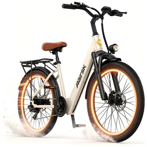 Bicicletta Elettrica 24 Pollici SU7 Batteria 36V 13Ah Shimano 7 Velocità 250W 25KM /H Autononomia 30-60km E-Bike Beige - Foto 1