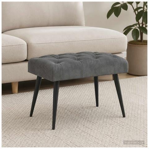 Panchina con bottoni imbottiti Grigio Scuro 60 x 40 x 45 cm - Foto 2