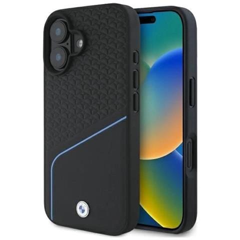 Custodia In Pelle Magsafe Per Iphone 16 Bmw, Con Texture E Linee, Di Colore Nero. - Foto 1