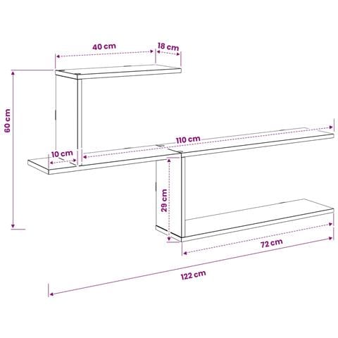 Scaffale da parete Legno antico 122 x 18 x 60 cm - Foto 8