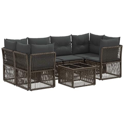 Set Divano da Giardino 7 pz Grigio polyrattan - Foto 1