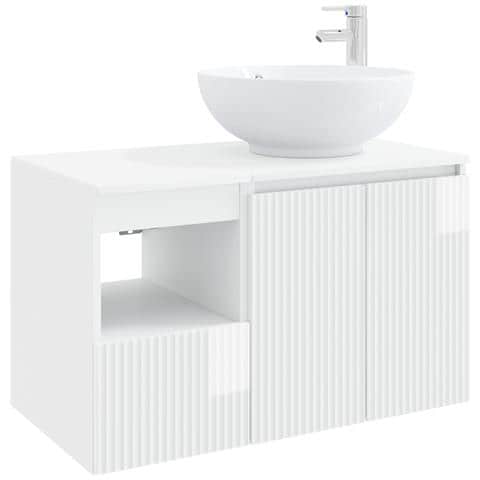 Set di mobili per il bagno 2 pz Bianco Lucido - Foto 1