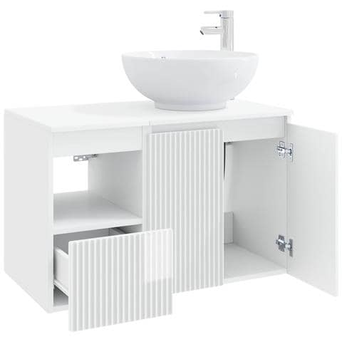 Set di mobili per il bagno 2 pz Bianco Lucido - Foto 10