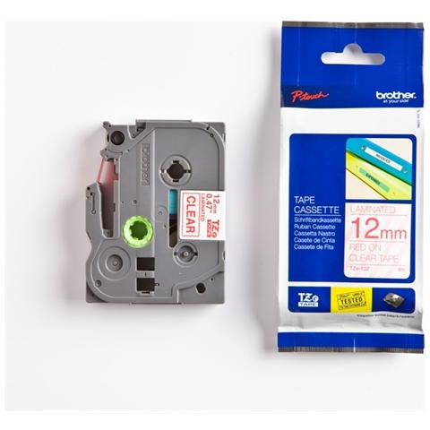 Nastro Laminato per Etichettatrice Formato 1.2 cm x 8 m Rosso su Transparente - Foto 2