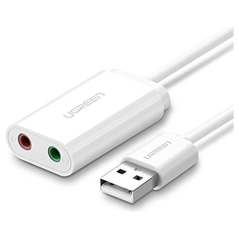 Adattatore Audio Usb A 3.5mm Audio Stereo Jack Per Cuffie Lungo 15cm (bianco)  - Foto 1