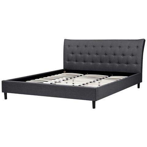 Letto Matrimoniale In Tessuto Grigio Scuro 180 X 200 Cm Saverne - Foto 20