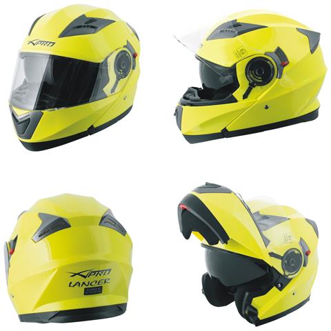 Casco Modulare Apribile Moto Touring Sport Visiera Parasole Giallo Fluo S - Foto 1