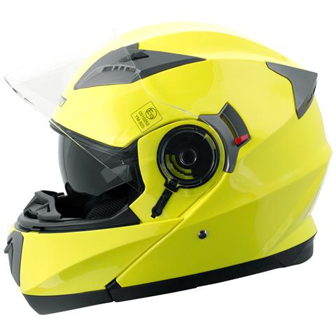 Casco Modulare Apribile Moto Touring Sport Visiera Parasole Giallo Fluo S - Foto 5
