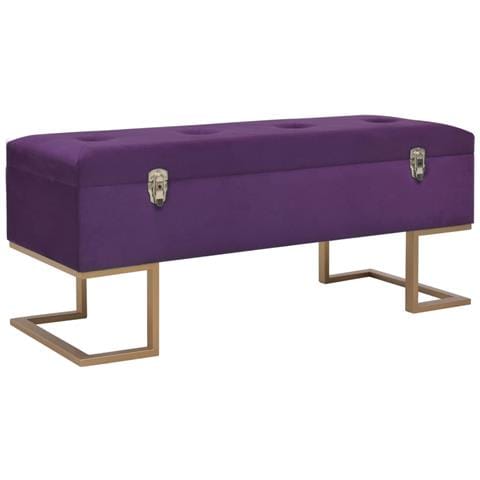 Panca Con Vano Portaoggetti 105 Cm Viola In Velluto - Foto 1
