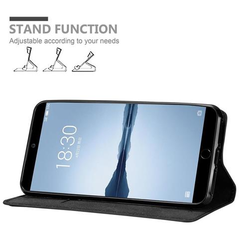 Custodia Compatibile Con Meizu 15 In Nero Di Notte - Coperchio Protettiva Con Chiusura Magnetica, Funzione Stand E Tasca Per Le Carte - Foto 2
