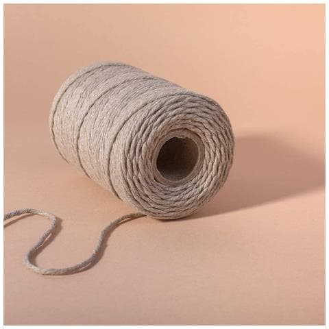 100m Macrame Corda Beige Scuro | Filo Cotone Uncinetto | 2-3 Mm (+-0.5mm) | 15 Strati | Grande Spago Da Cucina Rotolo Spessi Naturali Forte | Decorazione Casa Artigianato Artistico Foto - Foto 2