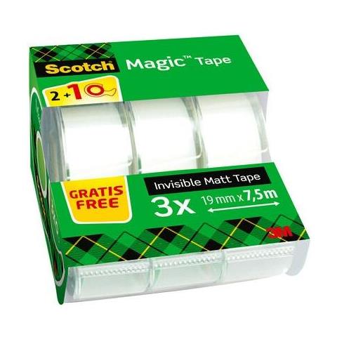 Scotch 7100088399 Nastro Adesivo Da Cancelleria 7,5 M Trasparente 3 Pz - Foto 1
